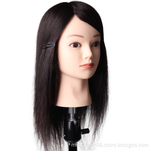 100% Real Human Hair Training Head Hairdressing Cutting Doll Mannequin